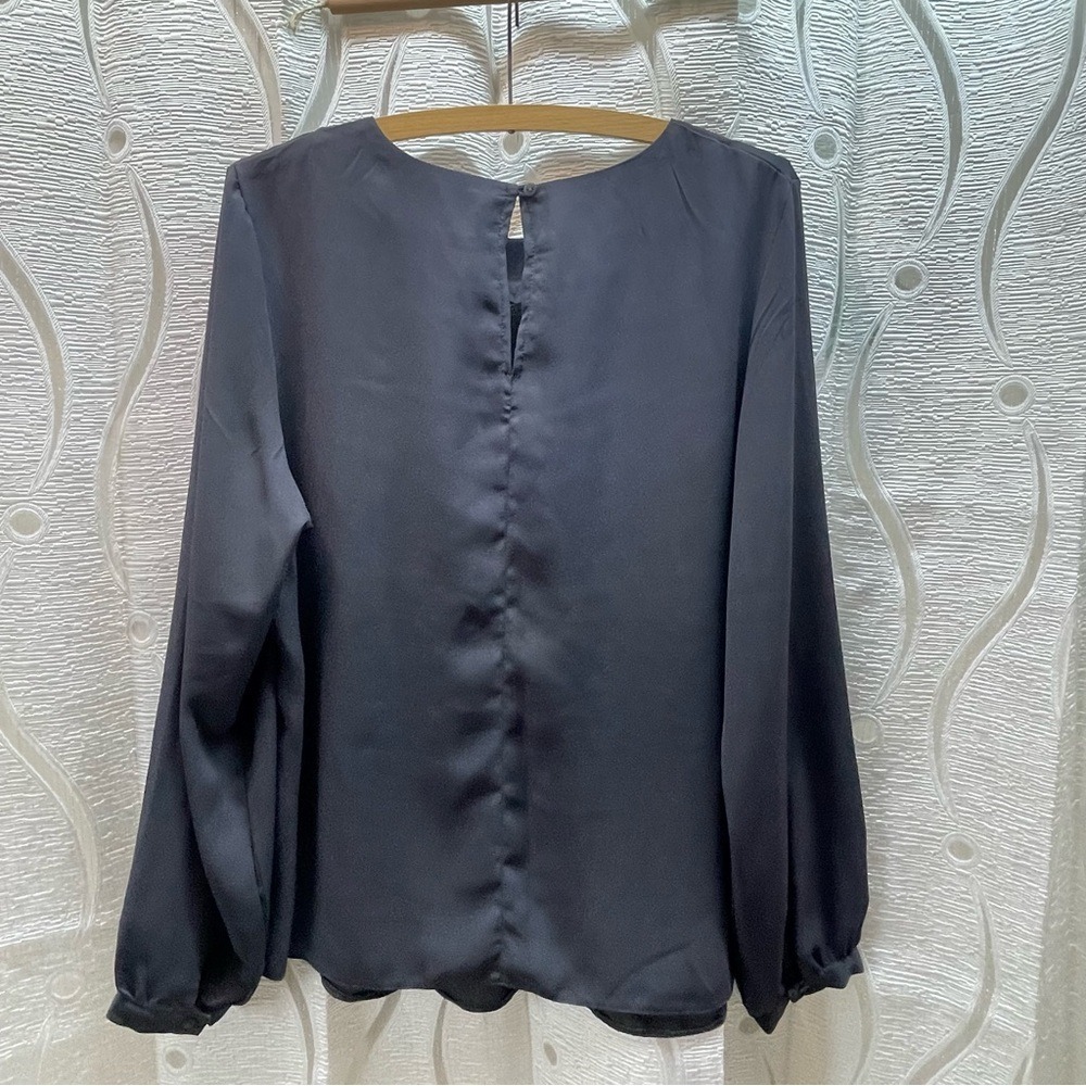Mandy Evans Embellished Neckline Dark Gray Long Sleeve Blouse Top Size L - Picture 5 of 10